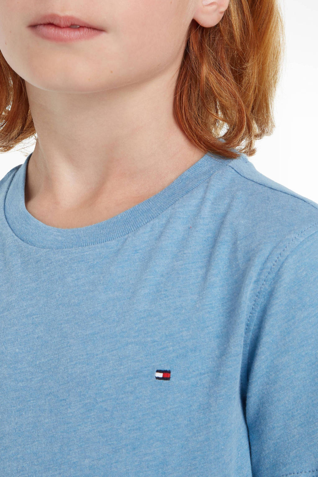 Tommy Hilfiger gemêleerd basic T-shirt lichtblauw melange