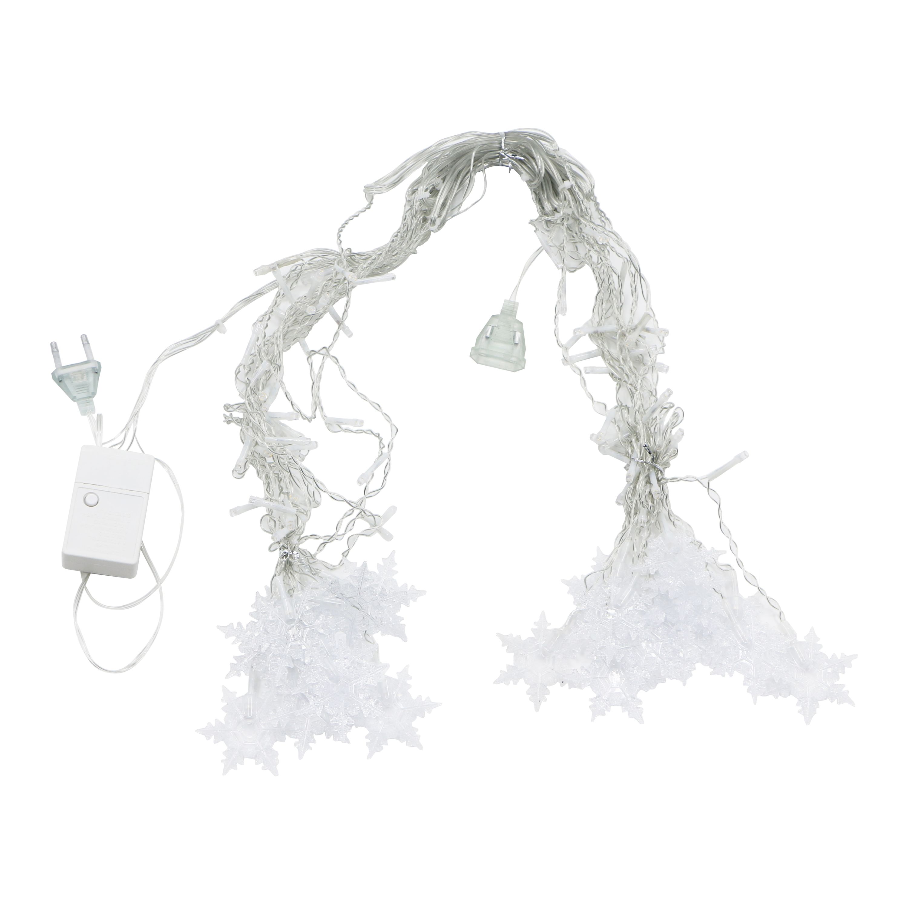 LED Lichtervorhang Schneeflocken 3.5 m warmweiss