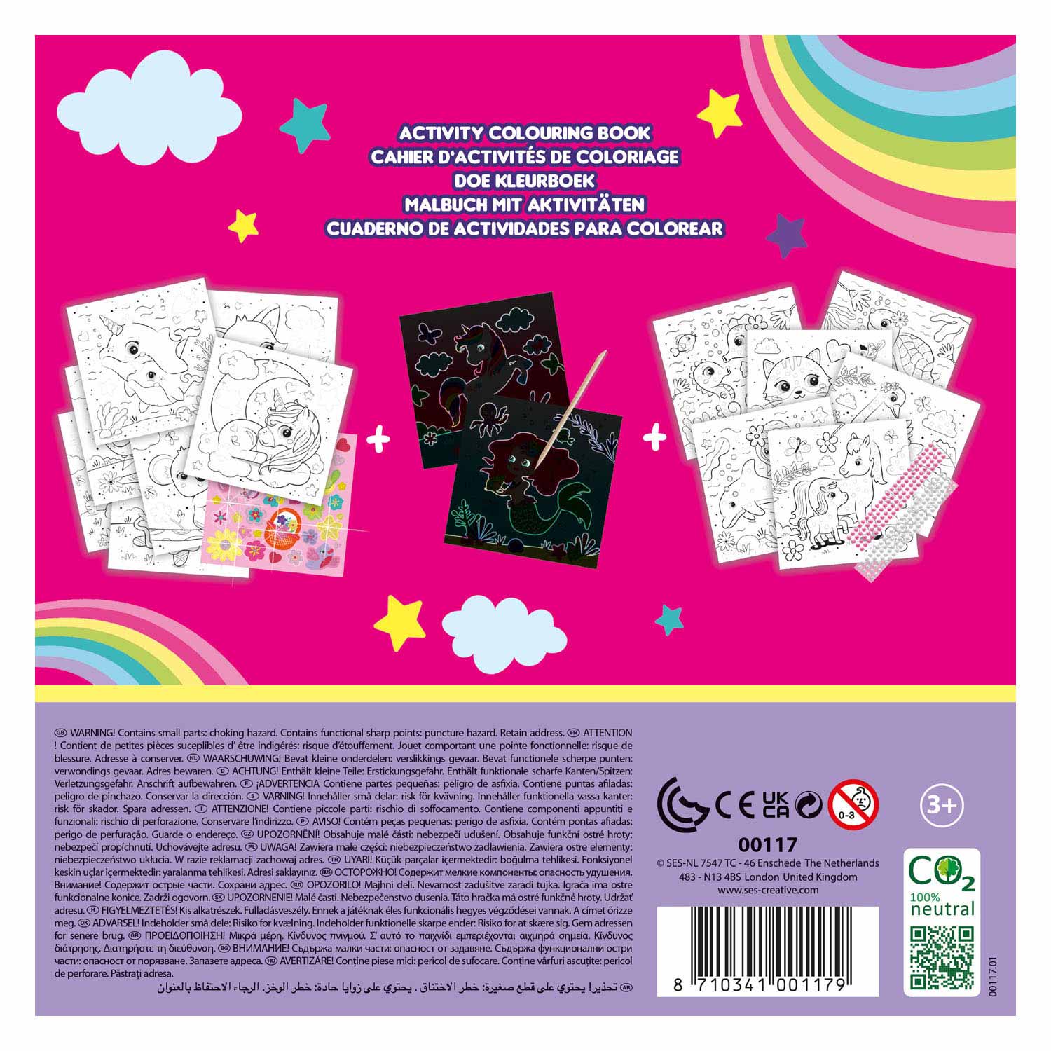 SES Doe Kleurboek Glitter 3 in 1