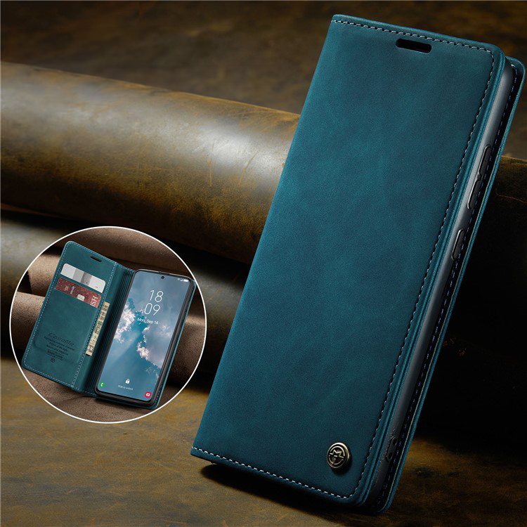 Samsung Galaxy S24 Leder Tasche Flip Wallet Etui mit Kartenfächern - Blaugrün