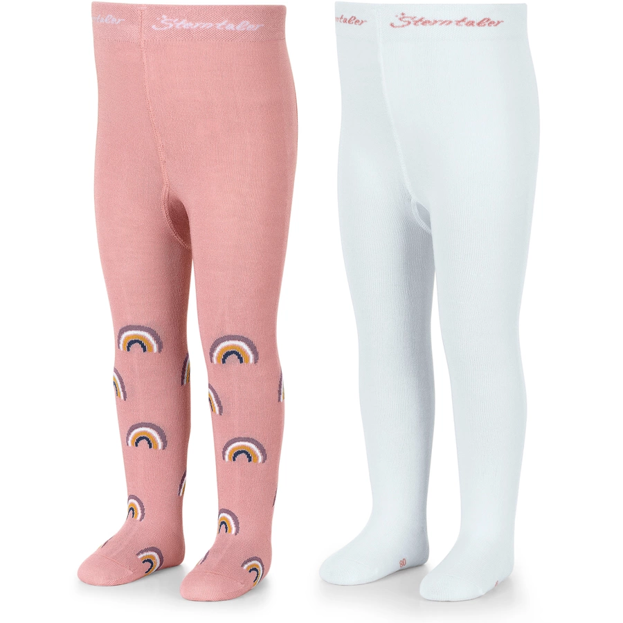 Sterntaler Strumpfhose Regenbogen + uni, 2er-Pack zartrosa