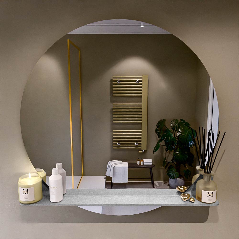 Mondiaz Spot spiegel rond Ø100cm met planchet rosee