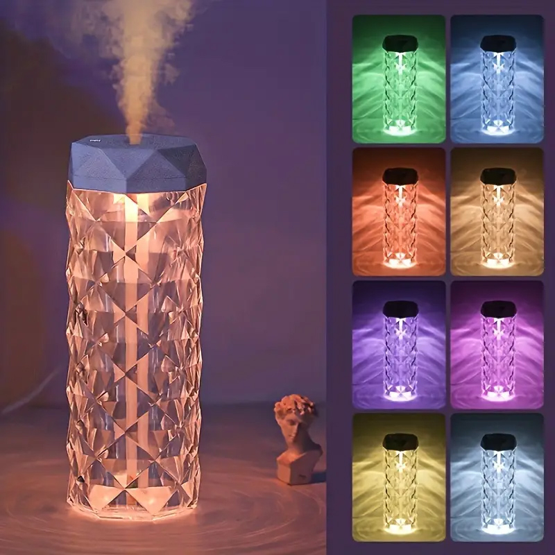 (400ml) Kristall USB Luftbefeuchter Aroma Öl Diffuser mit LED Beleuchtung - Transparent