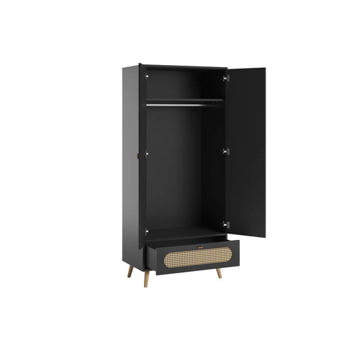Armoire 2 portes CANNE Noir - VOX