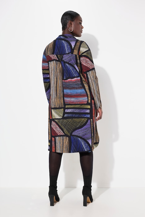 Punto-Kleid, Hemdkragen, V-Ausschnitt, Langarm, Taschen