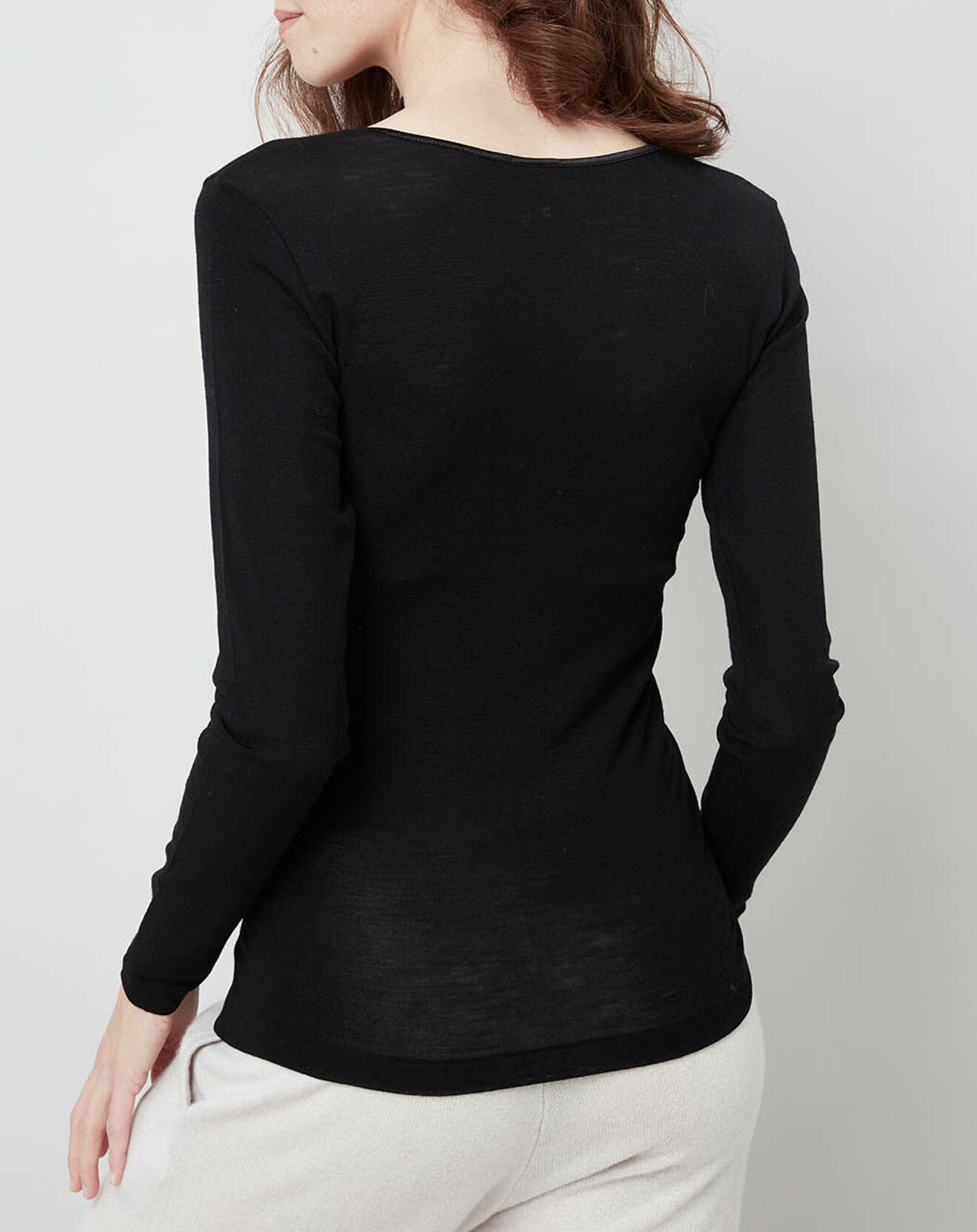 Mare Top manches longues Laine et Soie noir