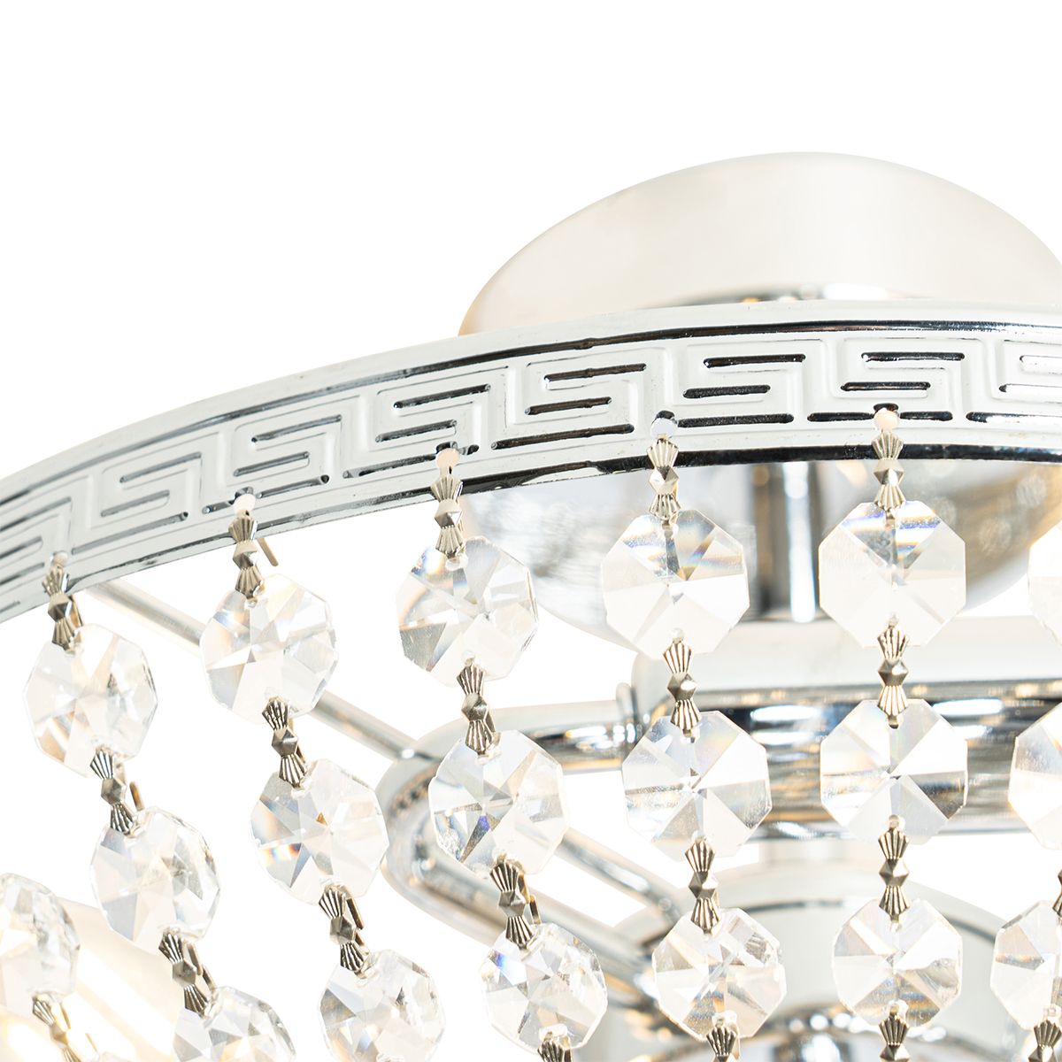 Klassieke plafondlamp staal met kristal 3-lichts - Mondrian