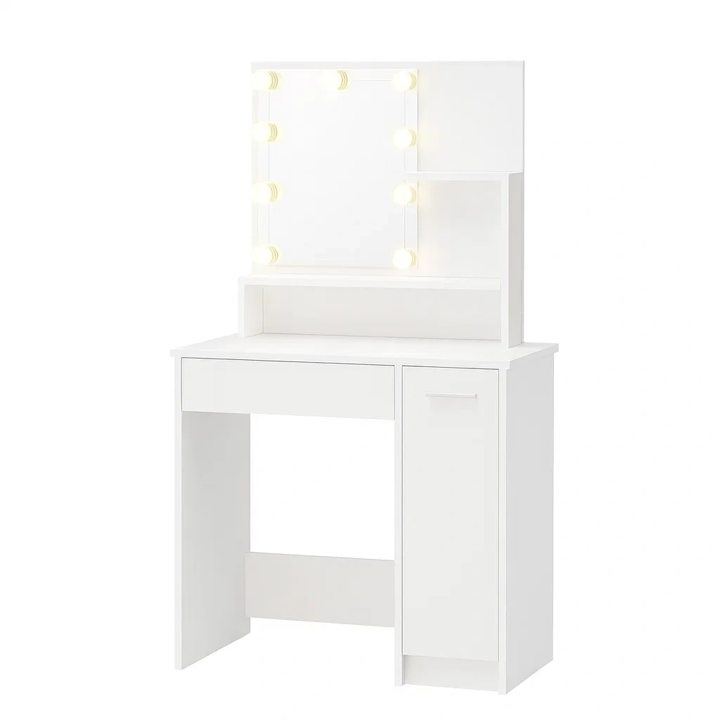 Coiffeuse blanche avec miroir éclairé