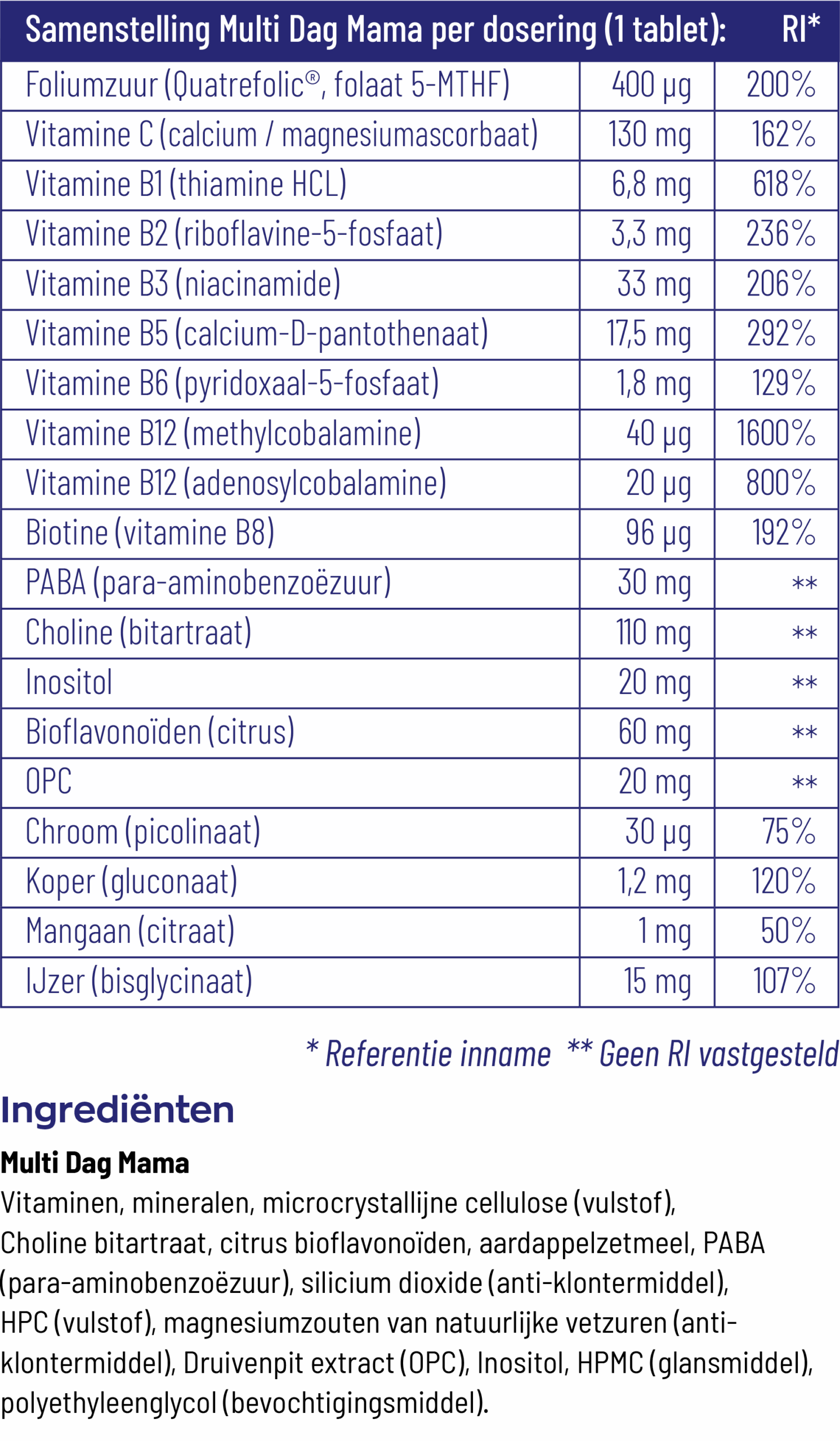 Vitakruid Multi Dag Mama 100% Vegan (90 tabletten)