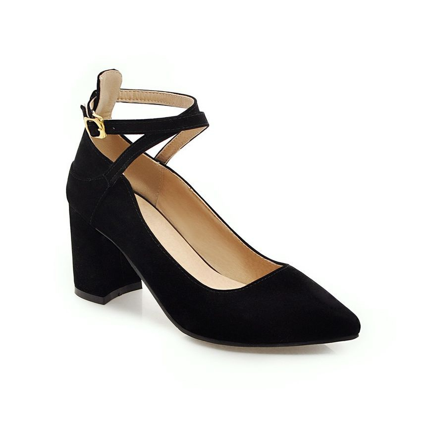 Megan - Pumps met enkelbandjes en puntige blokhak