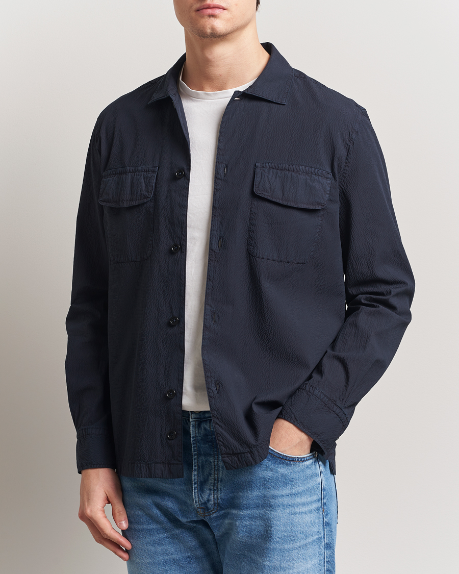 Morris Seersucker Overshirt Blue