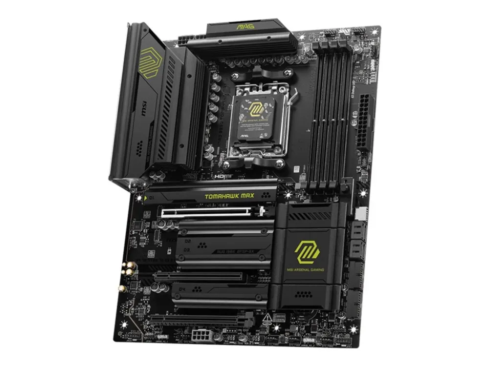 MSI MAG B850 TOMAHAWK MAX WIFI - Bundkort - ATX - Socket AM5 - AMD B850 Chipset - USB-C 3.2 Gen 2x2, USB-C 3.2 Gen2, USB 3.2 Gen 1, USB 3.2 Gen 2 - 5 Gigabit Ethernet, Wi-Fi 7, Bluetooth - onboard grafik (CPU påkrævet) - HD Audio (8-kanaler)