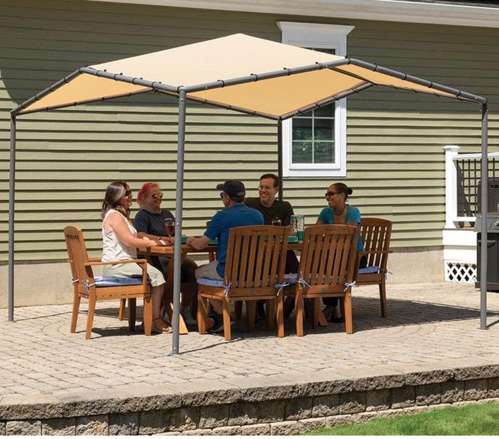 ShelterLogic Stahl Pavillon Canopy Pacifica 10x10 | Beige | 317x317x271 cm | UV- & witterungsbeständig | Reißfeste 300D-Plane | Pulverbeschichteter Stahlrahmen | Einfacher Aufbau