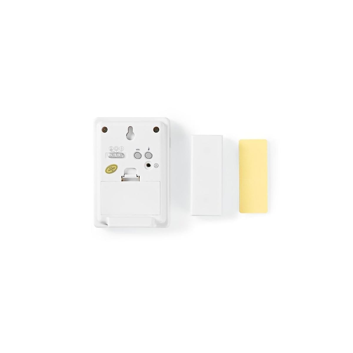 Nedis Trådløs ringeklokke Set | Batteri drevet | 3 V DC | 1x CR2032 | Volum: 80 dB | Signalområde (siktelinje): 300 m | IP44 | 36 Melodier | 1 Mottaker | Hvit