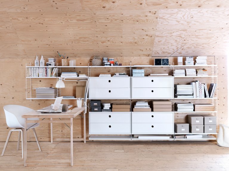 String Furniture Ladekast met twee lades 78 x 30 x 42 cm wit