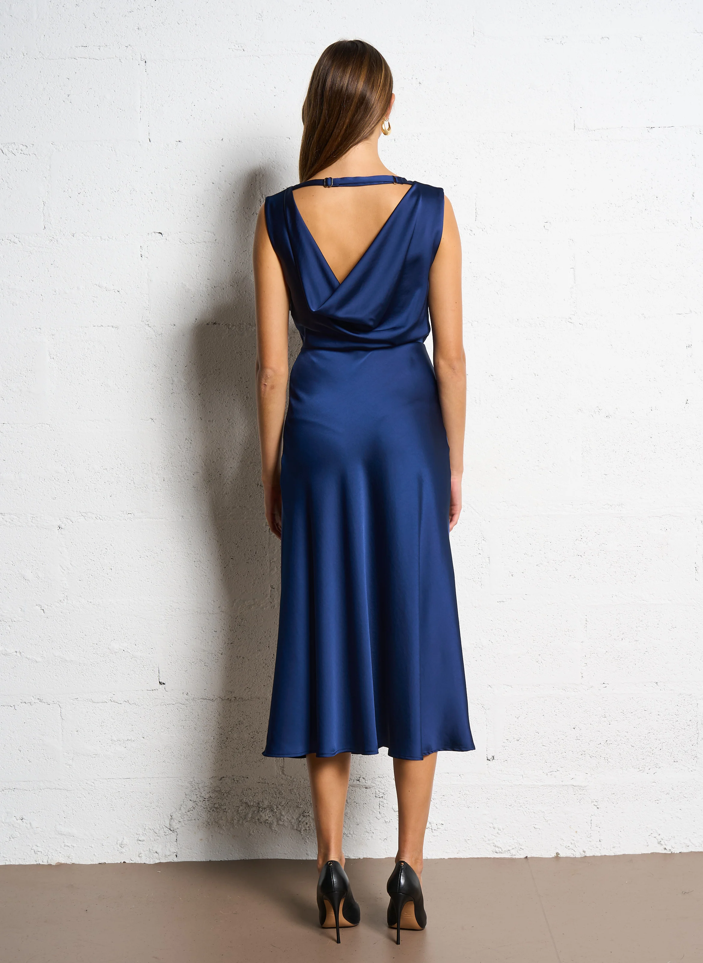 Robe satinée| Bleu