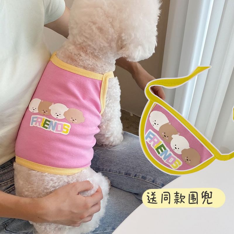 tanvtim - Set: Animal Pet Top + Bib Pet Collar