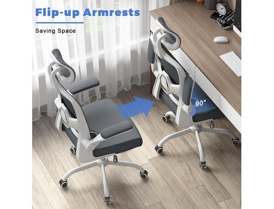 RATTANTREE - Chaise de bureau Fauteuil de bureau ergonomique réglable blanc gris