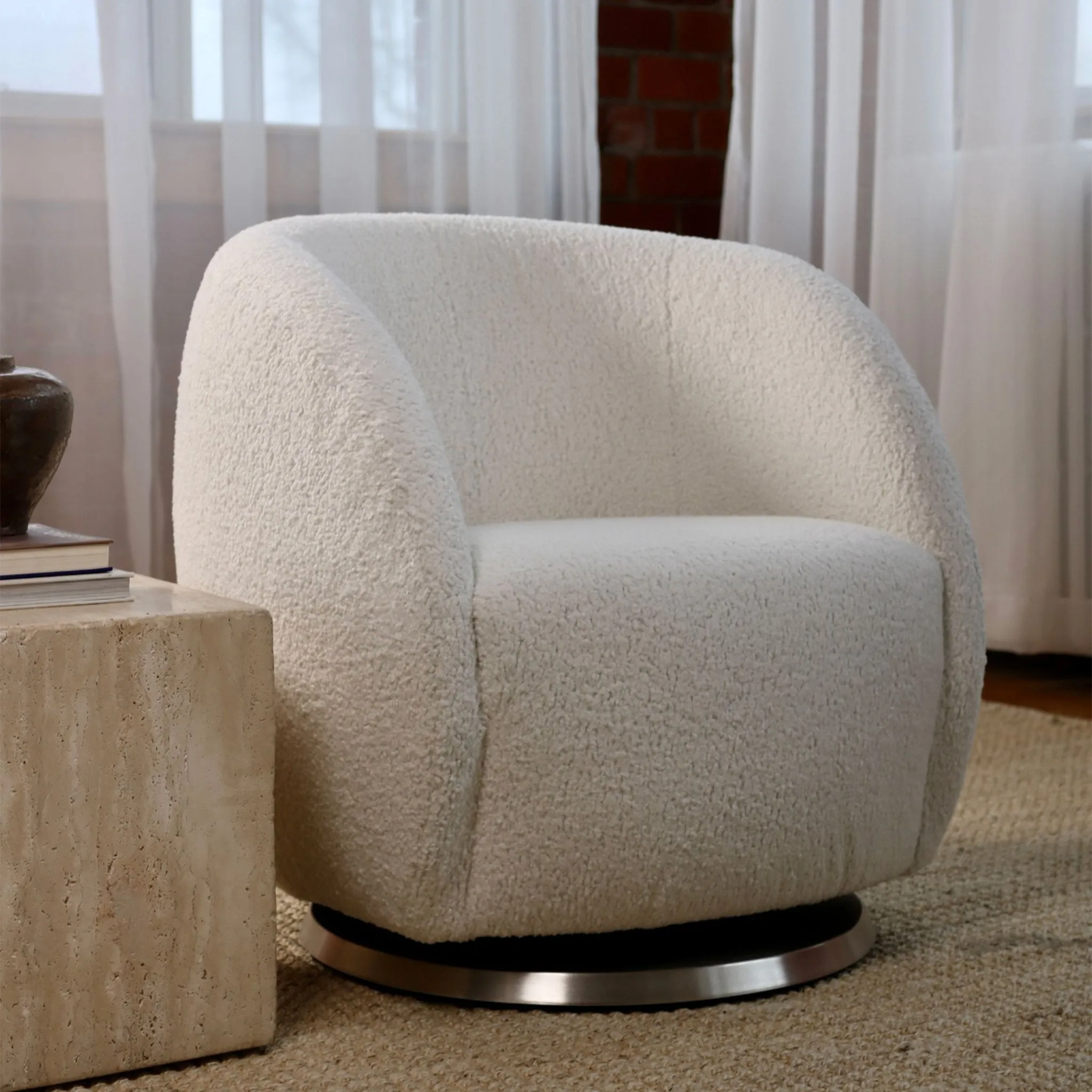 Monte Fauteuil Berçant et Pivotant Gem - Sheepskin  Or