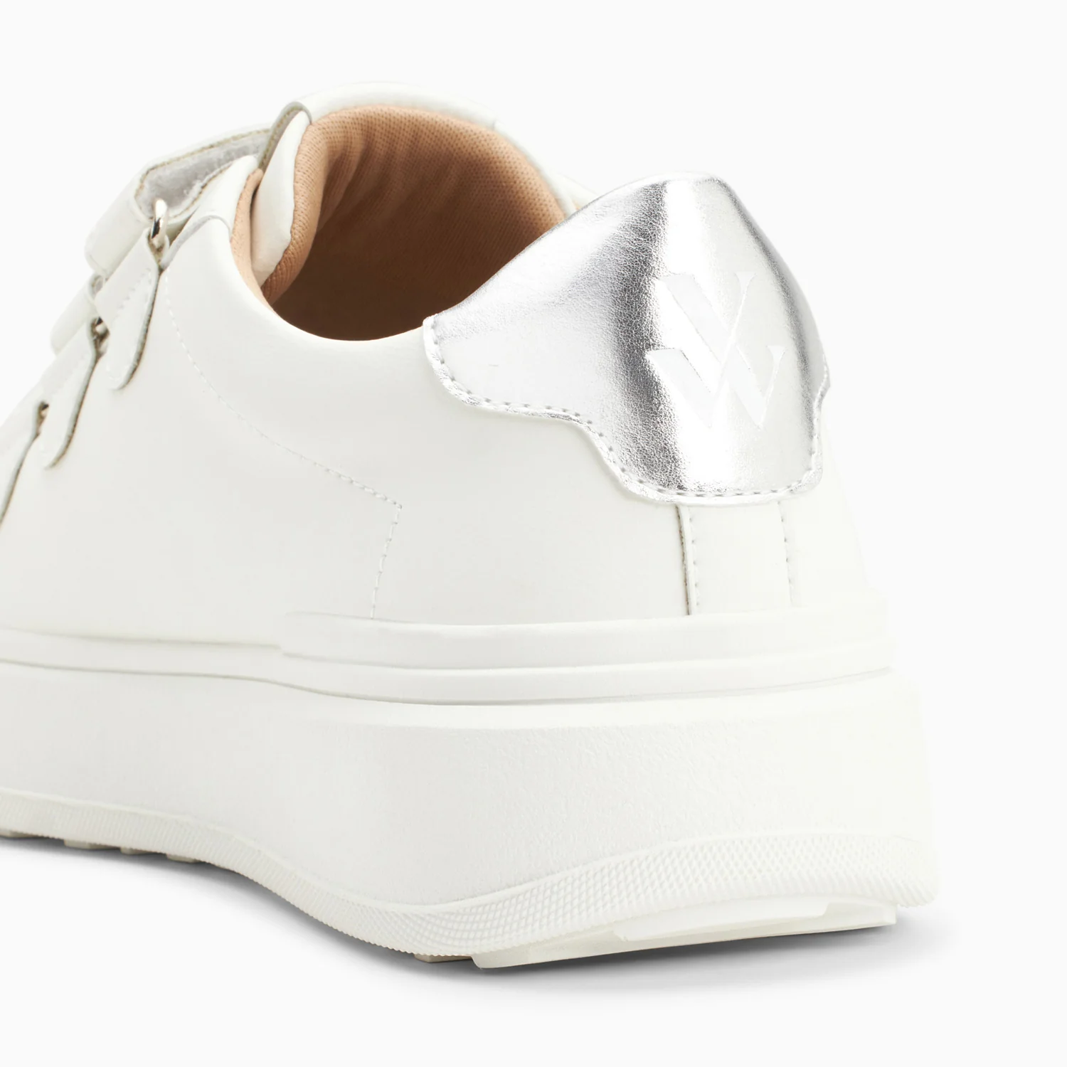Sneakers-Baskets éclair Fanny blanc et argent à scratchs