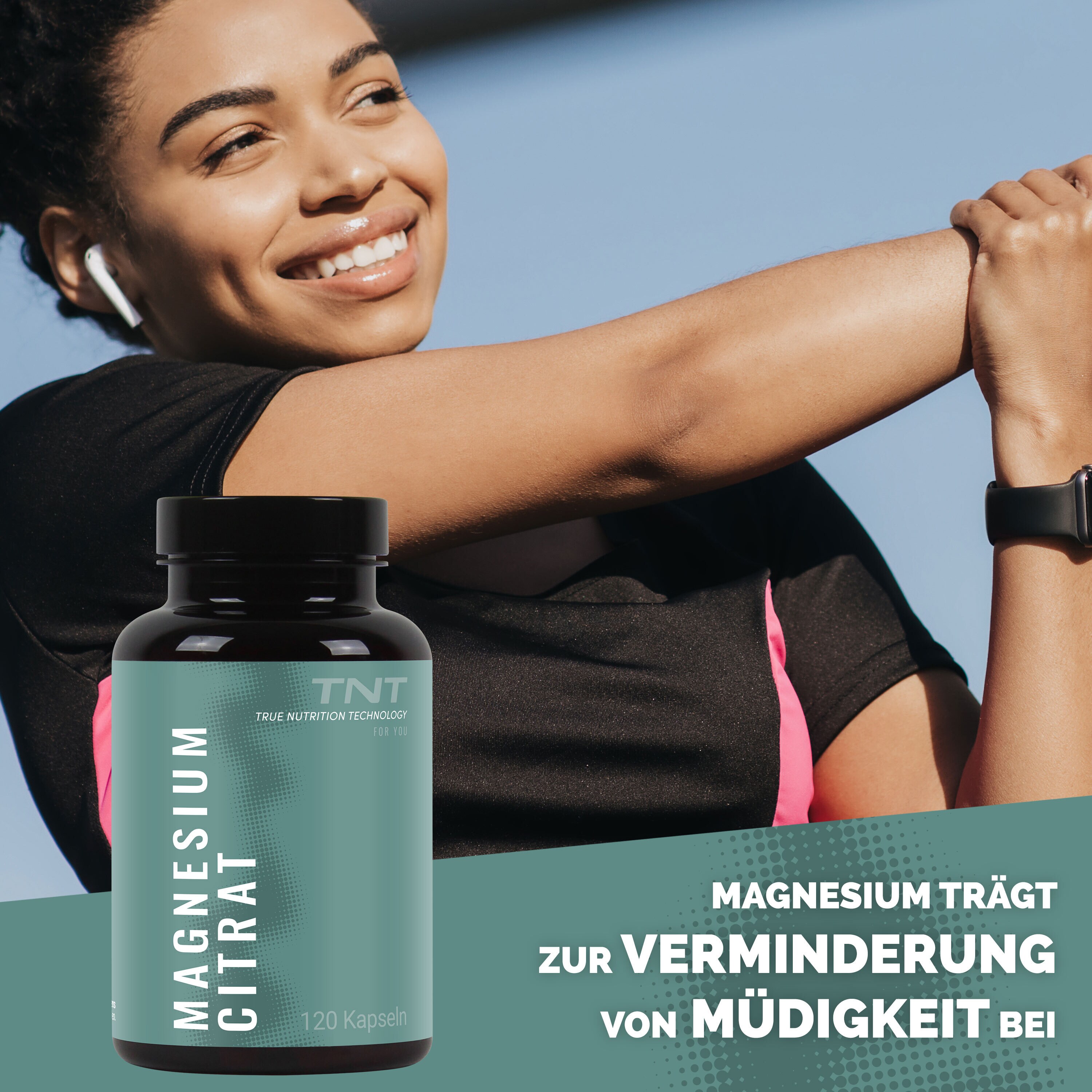 TNT Magnesium Kapseln 300mg hochwertiges Magnesium Citrat pro Portion