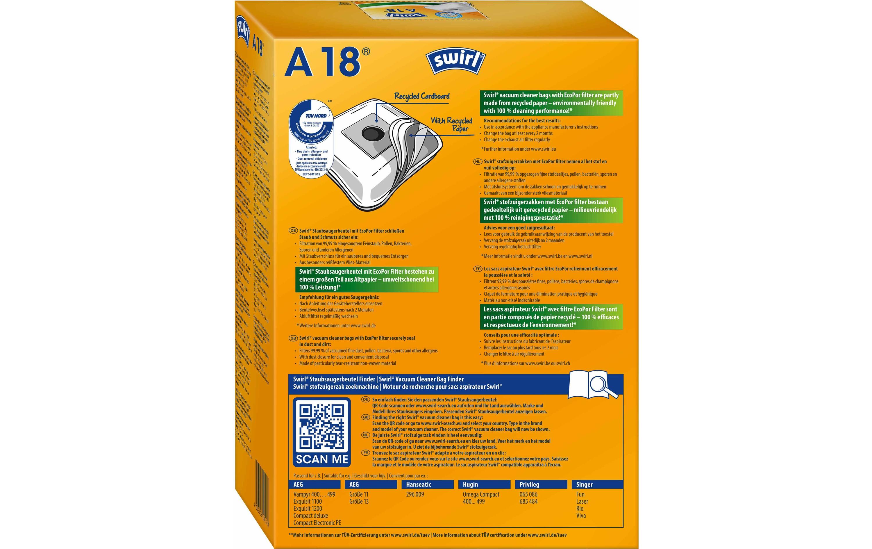 Staubfilterbeutel A 18 EcoPor 4 StückErsatz-Staubbeutel