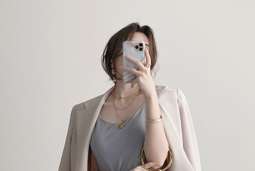 darkroesin - Blazer met inkeping, revers en strikceintuur
