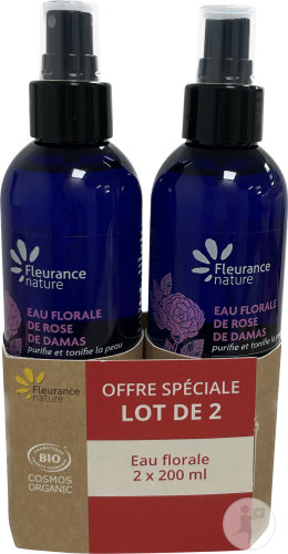 Fleurance Nature Eau Florale De Rose De Damas Flacons 2x200ml