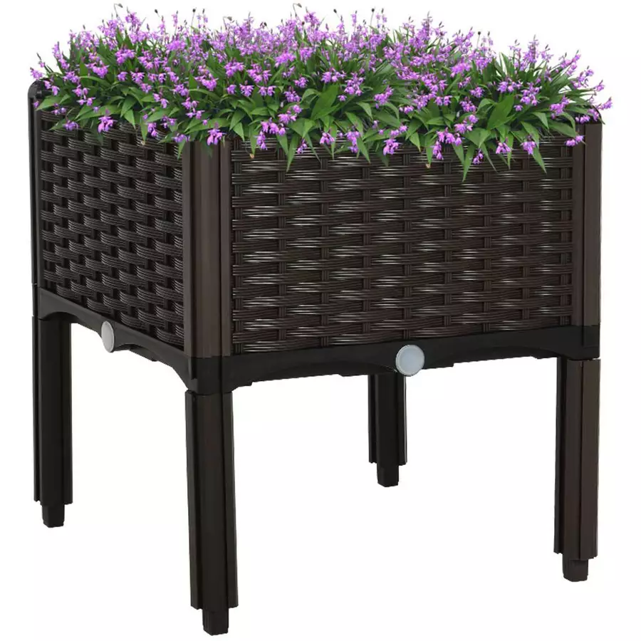 Outsunny Hochbeet in Rattan-Optik dunkelbraun