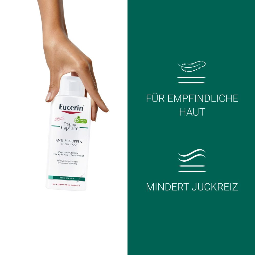 Eucerin DermoCapillaire Anti-Schuppen Gel Shampoo – Haarpflege bei fettigen Schuppen & juckender Kopfhaut - Jetzt 3€ sparen mit Code 