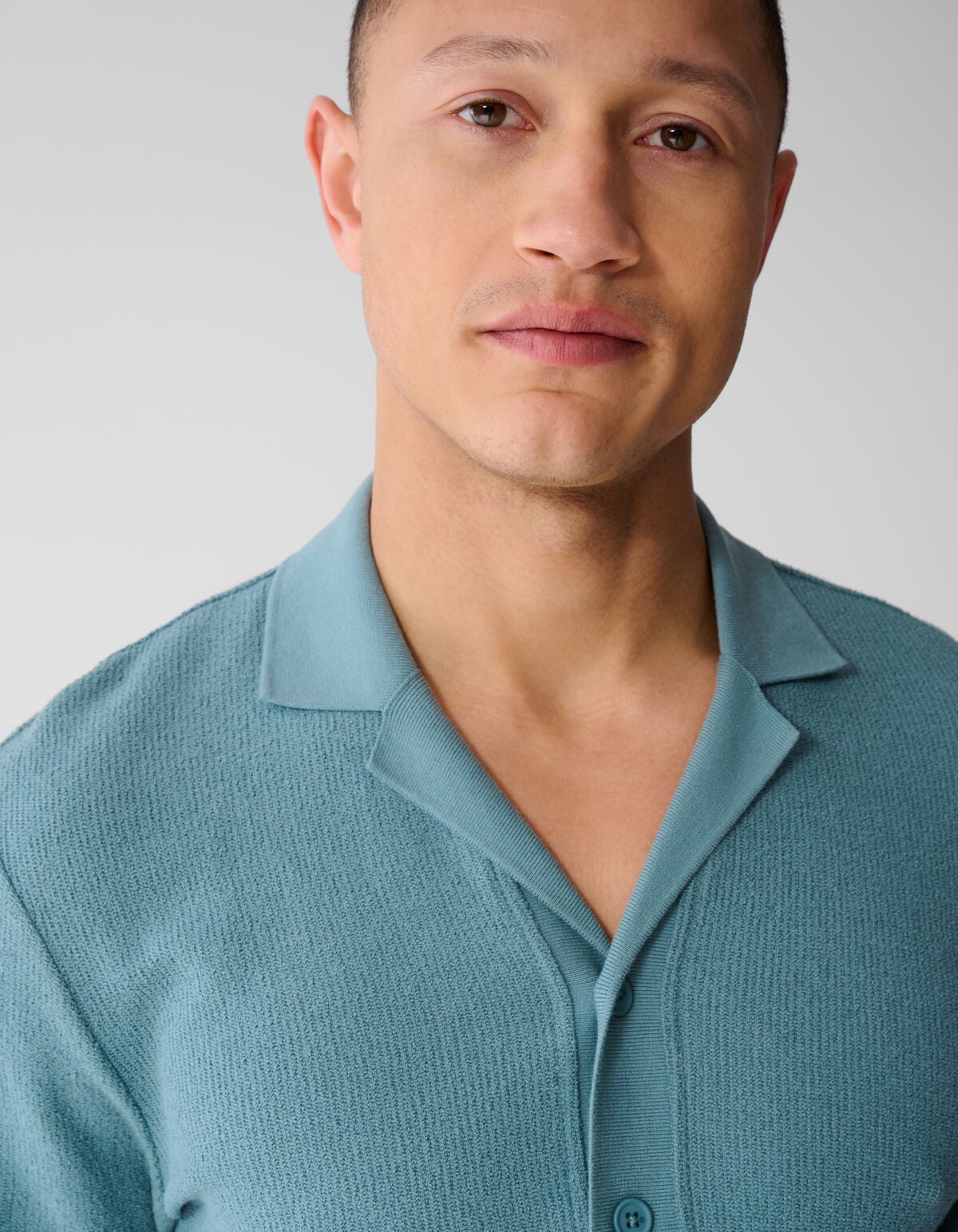 Gebreid Overhemd Blauw