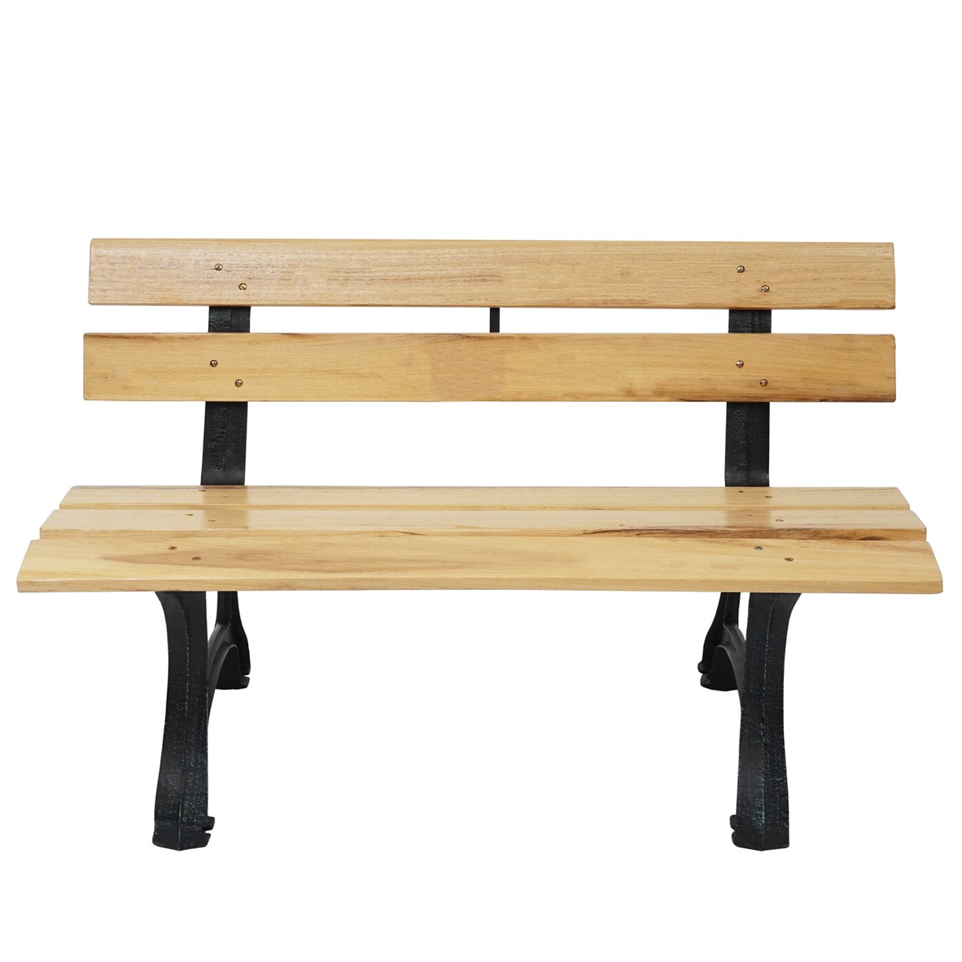 Gartenbank MCW-F96, Sitzbank Parkbank Holzbank, Gusseisen ~ 2-Sitzer 125cm hellbraun