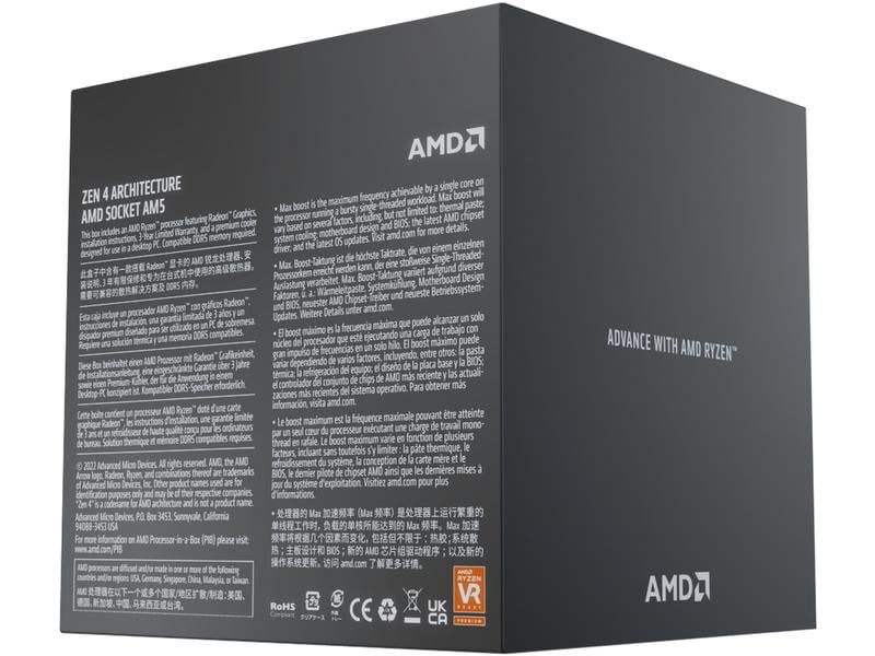 AMD CPU Ryzen 7 7700 3.8 GHz Prozessor mit 8 Kernen, 16 Threads und einer Leistungsaufnahme von 65 W