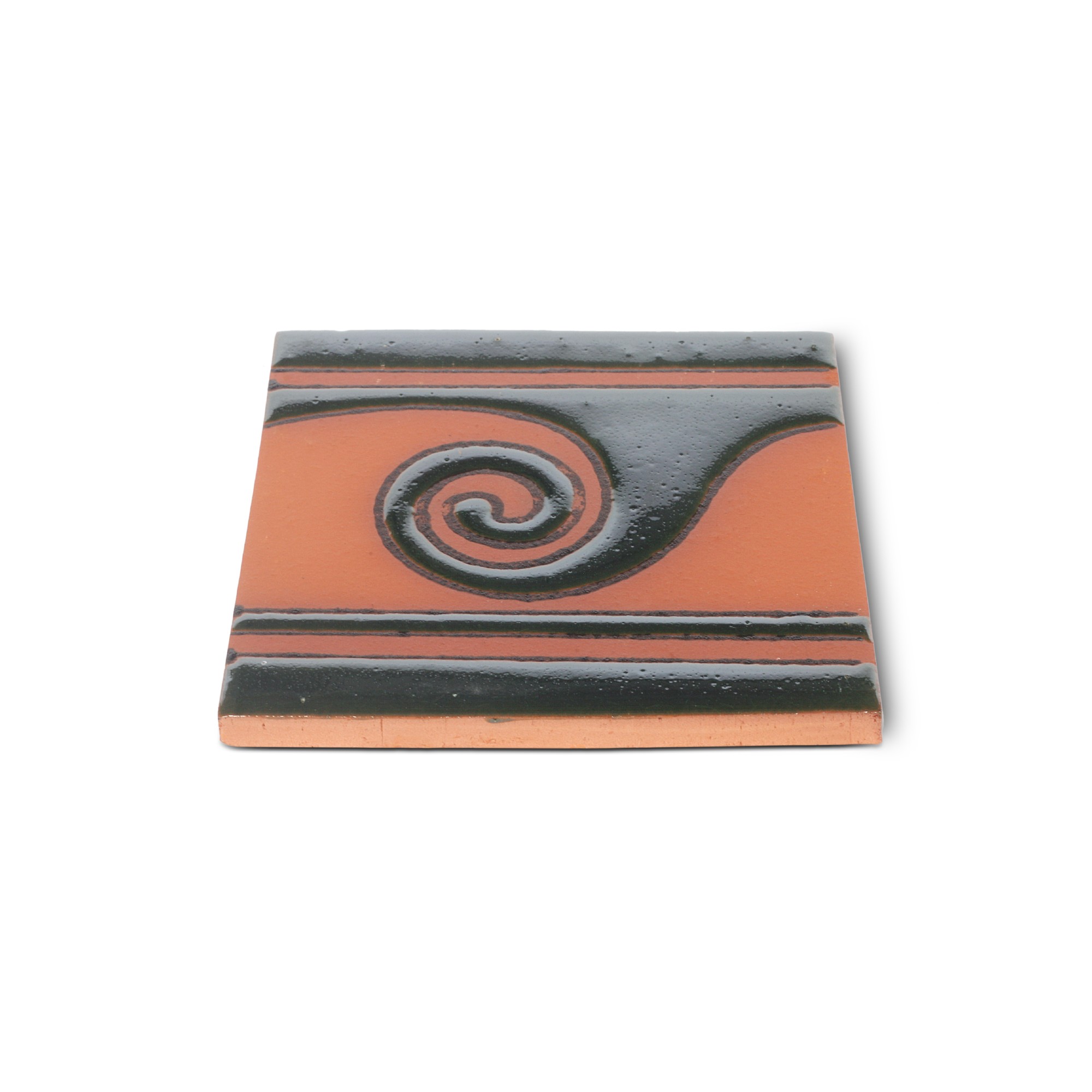Reliefkachel 'Onda', schwarz, rot, T 10 cm, B 10 cm, H 0,5 cm von fischer's lagerhaus