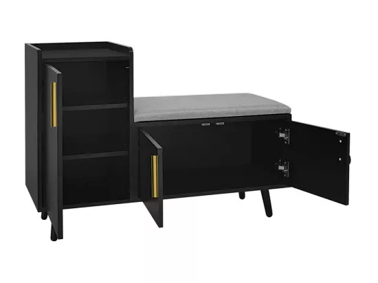 Meuble à chaussures - avec une banquette et 3 portes - Noir