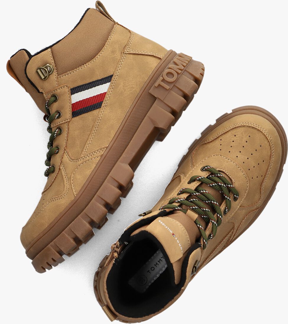TOMMY HILFIGER camel tommy hilfiger enkelboots stripes lace-up bootie