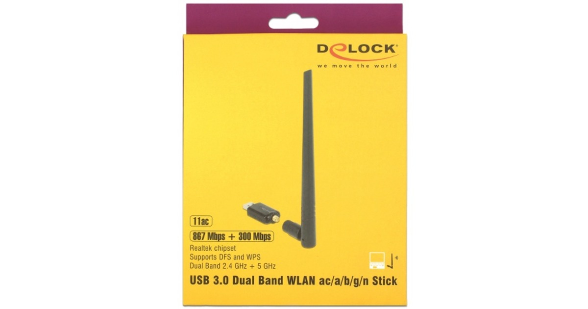 DeLOCKUSB 3.0 Dualband WLAN Stick antenne  (Zwart)