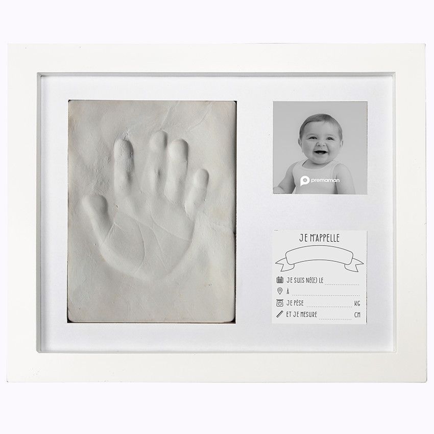 Cadre empreinte avec 2 photos - Blanc