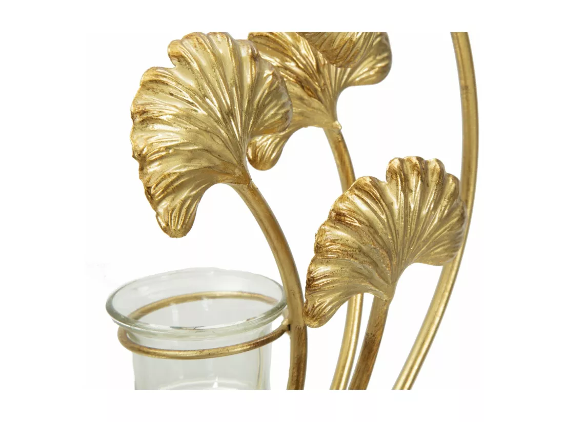 Support de Bougie Élégant GLAM Iris en Métal Doré et Noir avec Verre - Porte-bougie 50x12x55 cm, Design Raffiné pour une Ambiance Intime et Relaxante
