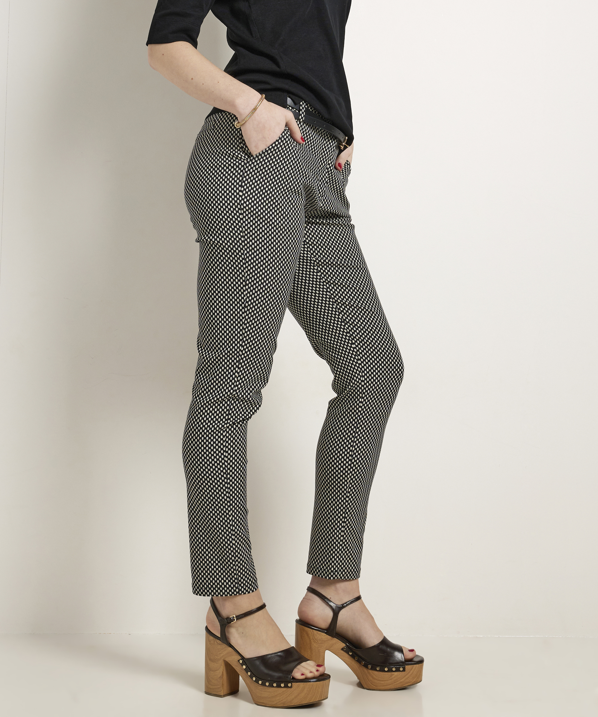slim fit stretch broek met riem