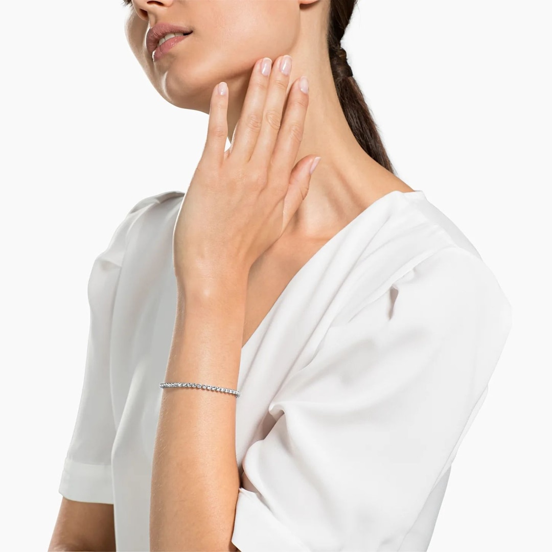 Swarovski Emily Armband, weiss, rhodiniert