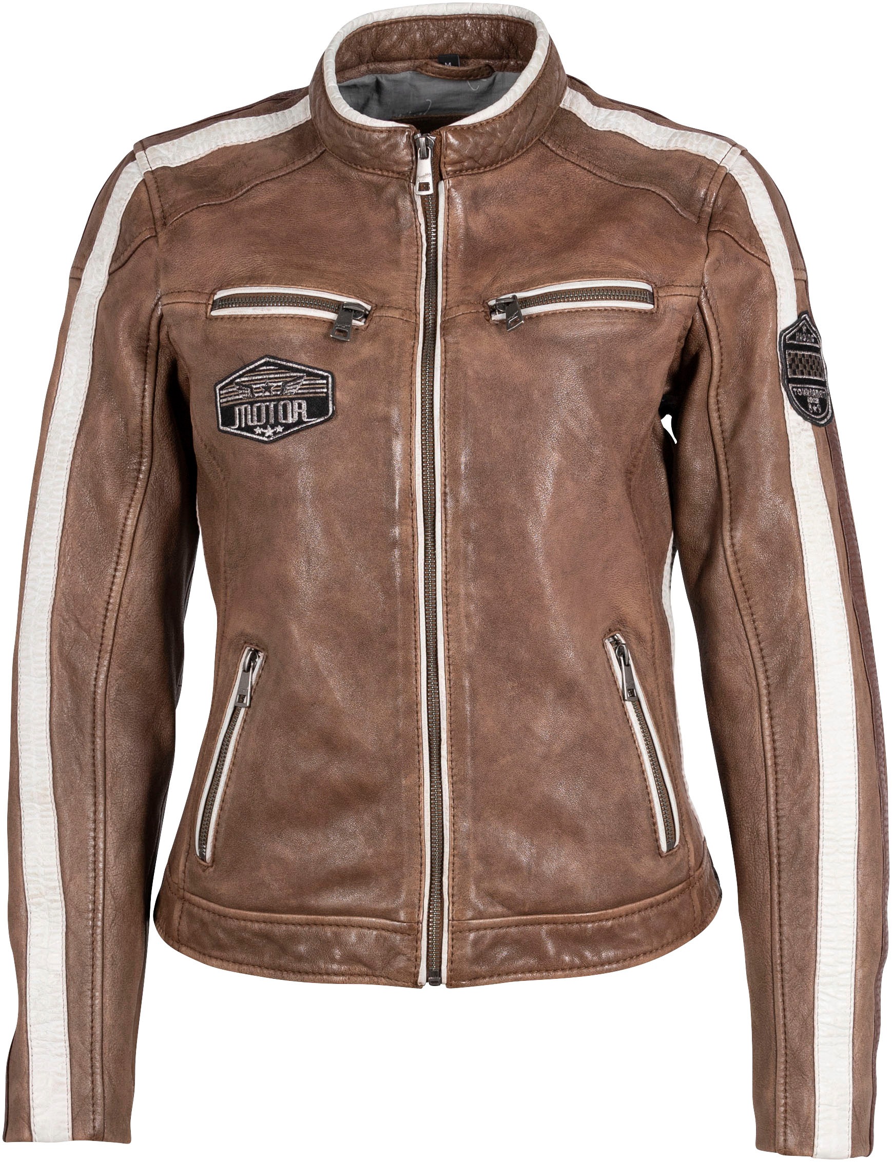Mauritius Lederjacke »MWHighwalie« im Racer-Look, mit Patch