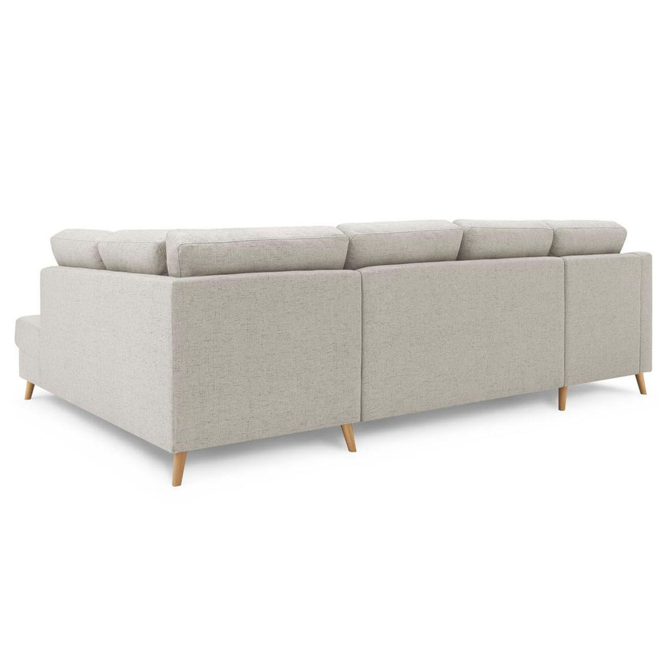 Bobochic Canapé d'angle panoramique convertible gauche Sweden lin beige - 300x149/90/198x95 cm
