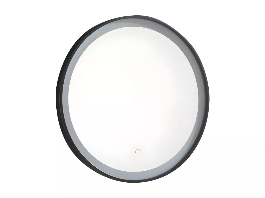 Miroir de salle de bain lumineux rond noir à Leds - D. 60 cm - NUMEA