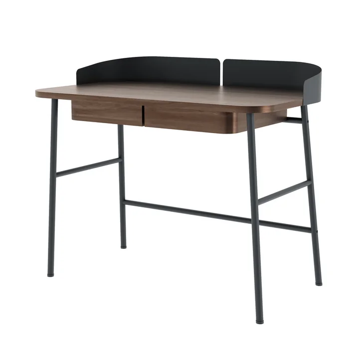 Hartô - Victor Schreibtisch L 100 cm, Walnuss natur / schiefergrau