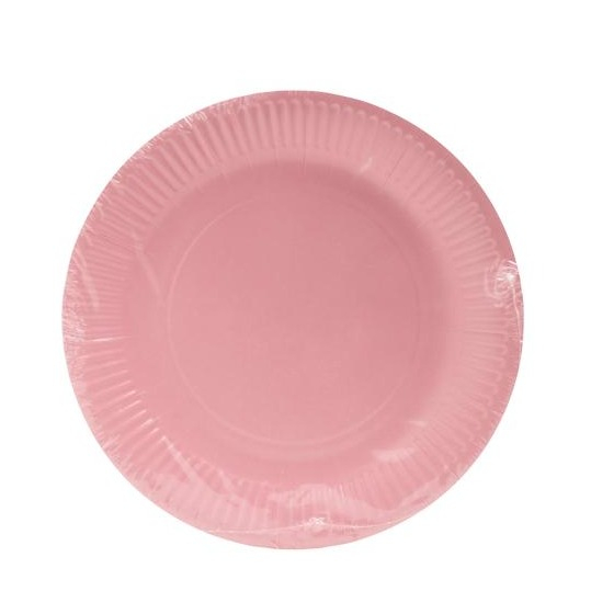 (20er Set) Ø23cm Pappteller Einweg Papier Teller Party Geschirr Tisch Deko (79214I) - Rosa