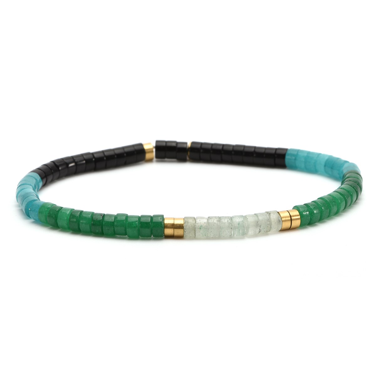 Bracelet Perles Heishi  Jaspe Vert Agate Noir 4mm-20 cm
