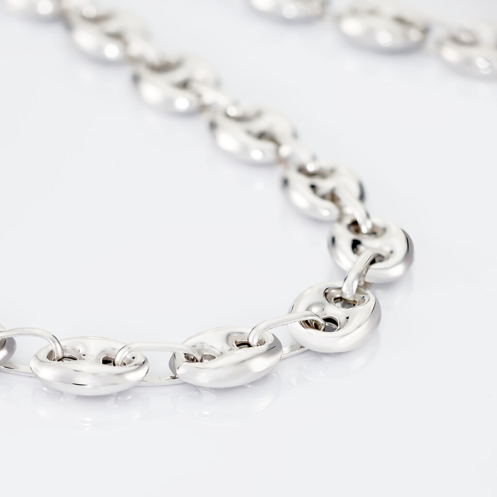 Collier Carrus Maille Grain De Cafe Argent Blanc