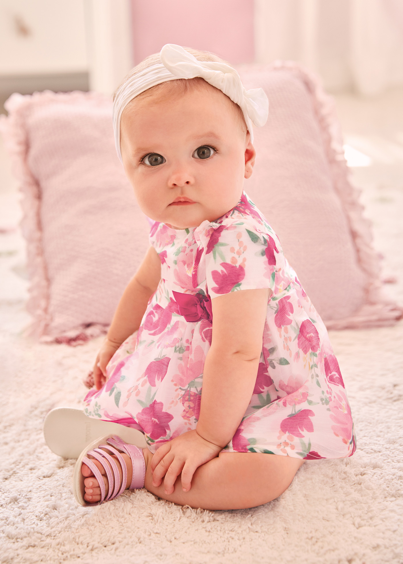 Vestido formal estampado com capa para fralda para recém-nascido