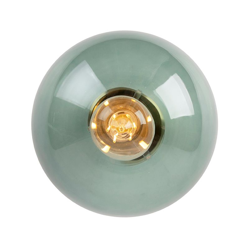 Art deco plafondlamp messing met groen glas - Pallon